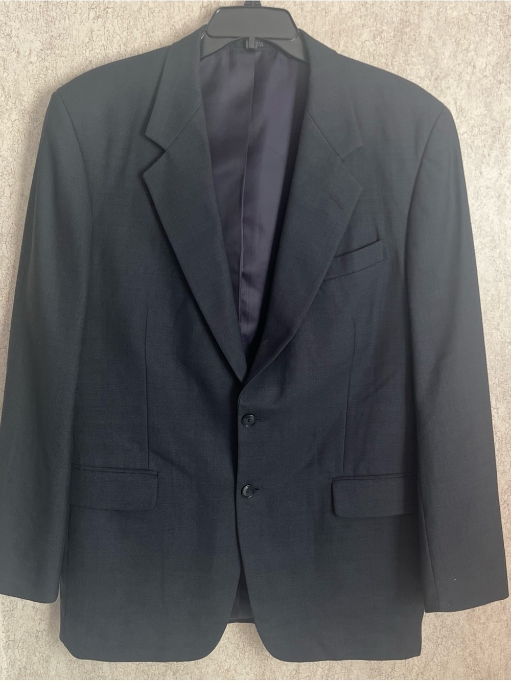 Jones New York Blazer Sports Coat 100% Pure Wool 2 Button Suit Jacket Navy 43 L